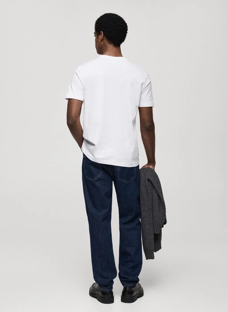 Mango Man 100% cotton slim-fit V-neck t-shirt