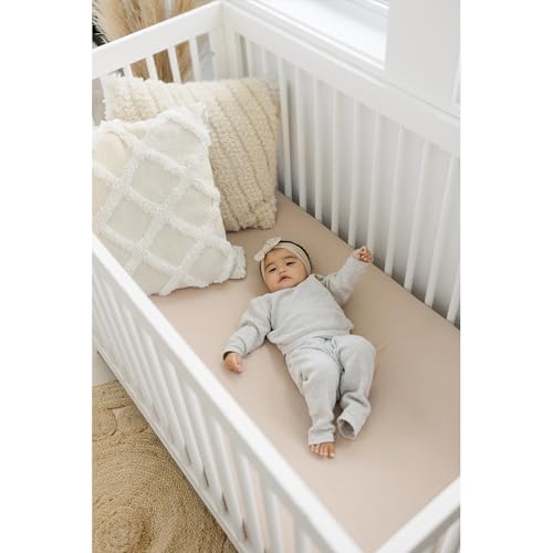 Konssy Muslin Crib Sheets for Girl Boy, 2 PCS Soft and Breathable Cotton Baby Sheets for Standard Crib Mattress, 52"x 28" (Blossom, Cream) - Image 3