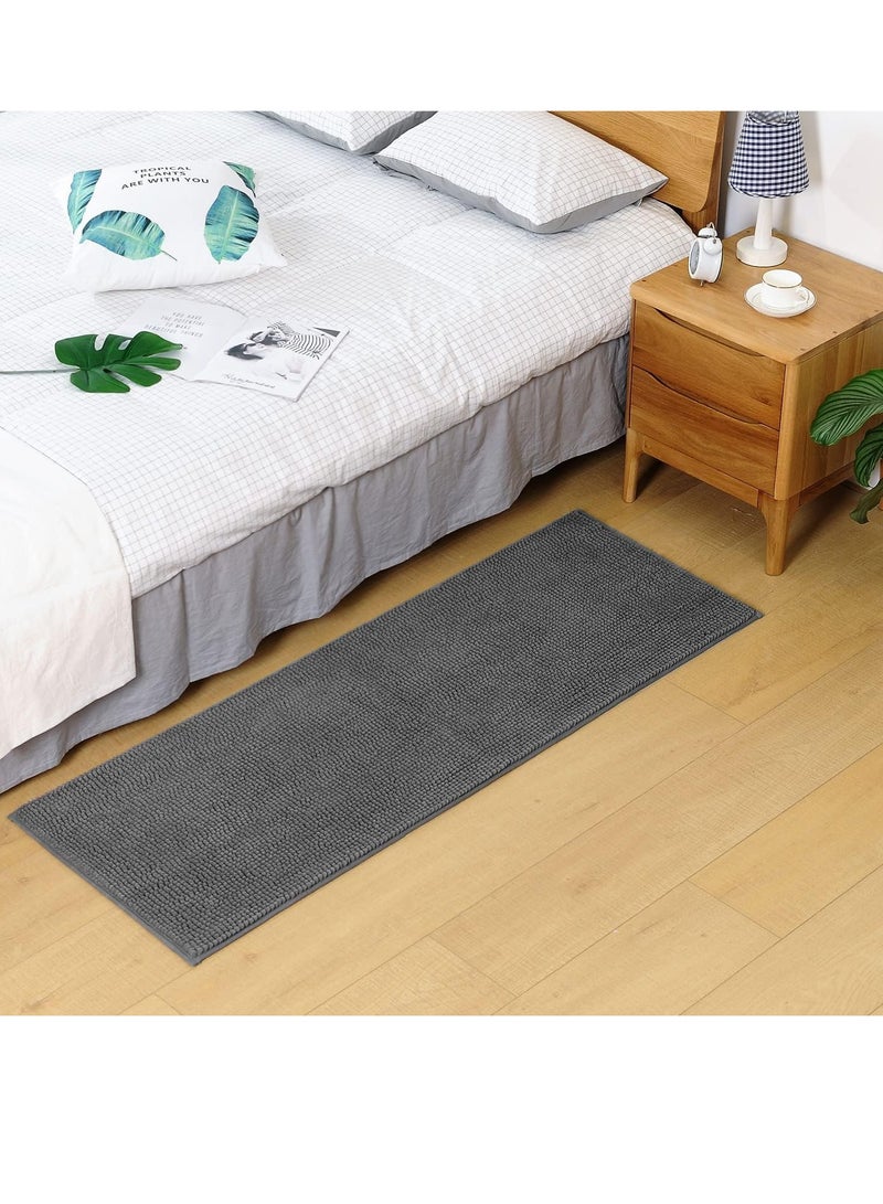 TYCOM Bathroom Rugs Bath Mat, 50x120cm, Non-Slip Fluffy Soft Plush Microfiber Shower Carpet Rug, Machine Washable Quick Dry Ultra  Bath Mats for Tub, Bathroom and Shower - Short Fiber Dark Grey  - Image 1