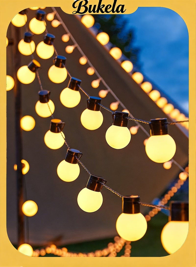 كيلا عقود لمبات عقد لمبات للرحلات سلسلة إضاءة شمسية فاخرة بطول 10 أمتار، مزودة بـ 40 مصباح LED، لإضفاء لمسة ساحرة على المنزل والحديقة والحفلات والمناسبات زينة رمضان، اضاءة خارجية بلون أبيض دافئ وتصميم مقاوم للعوامل الجوية. - Image 1