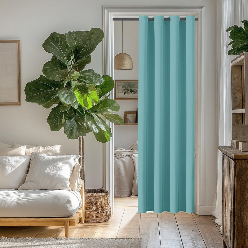 ChrisDowa Blackout Curtains 80 Inches Long for Doorways and Closets  Thermal Insulated Temporary Room Dividers (1 Panel  Aqua  52 x 80 Inch) - Image 5