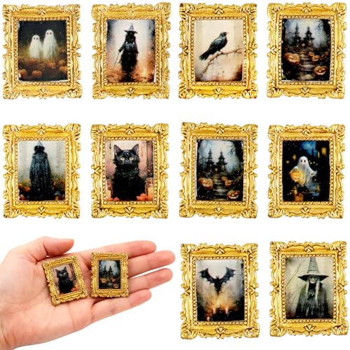 Furjane 10 Pcs Miniature Accessories of Magic Frames Tiny Scary Photo Frames for DIY Magic Witchy Mini House Diorama Decortion - Image 1