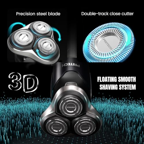 pritech Electric Razor for Men - Rechargeable Electric Shaver for Men, Rechargeable Waterproof Wet Dry Cordless Razor - Image 5