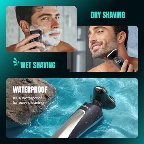 pritech Electric Razor for Men - Rechargeable Electric Shaver for Men, Rechargeable Waterproof Wet Dry Cordless Razor - Image 3
