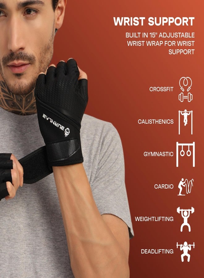 BURNLAB Flex Wirst Support Gym Gloves for Men and Women - Ideal for Weightlifting, Cycling, Crossfit, Offers Good Grip and Soft Padding (Black, M) - Image 2