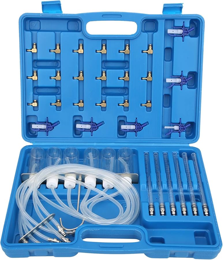 6 Cylinder Common Rail Injector Leak Off Test Kit with Multiple Adapters Professional Diagnostic Tool - Image 1