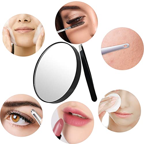 TTSAM 10X Magnifying Makeup Mirror with 1 Tweezers Portable Round Mirror 2 Suction Cups Travel Set for Eyebrow Tweezing Blackhead Blemish Removal Bathroom Magnified Cosmetic Mirror (Diameter 4.3 inches) - Image 5