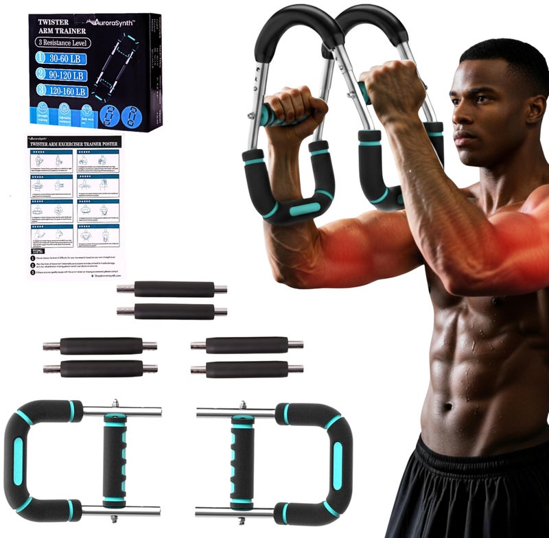 AuroraSynth Twister Arm Trainer for Men & Women - Adjustable Hydraulic Power Twister, Upper Body Strength Training Equipment for Home Gym, Chest Expander, Biceps Workout Machine (Blue) - Image 1