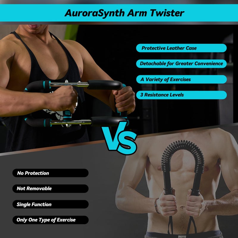 AuroraSynth Twister Arm Trainer for Men & Women - Adjustable Hydraulic Power Twister, Upper Body Strength Training Equipment for Home Gym, Chest Expander, Biceps Workout Machine (Blue) - Image 5
