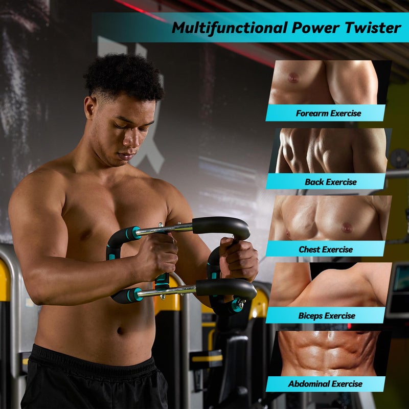 AuroraSynth Twister Arm Trainer for Men & Women - Adjustable Hydraulic Power Twister, Upper Body Strength Training Equipment for Home Gym, Chest Expander, Biceps Workout Machine (Blue) - Image 4