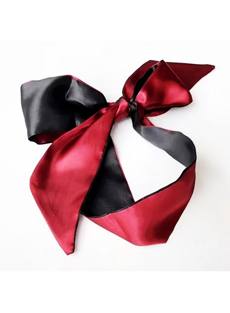 Bincoo 2 Pack Sleeping Mask Satin Eye Mask 150 cm, Adjustable Satin Blindfold Soft Eye Covers(Black Rose Red) - Image 2
