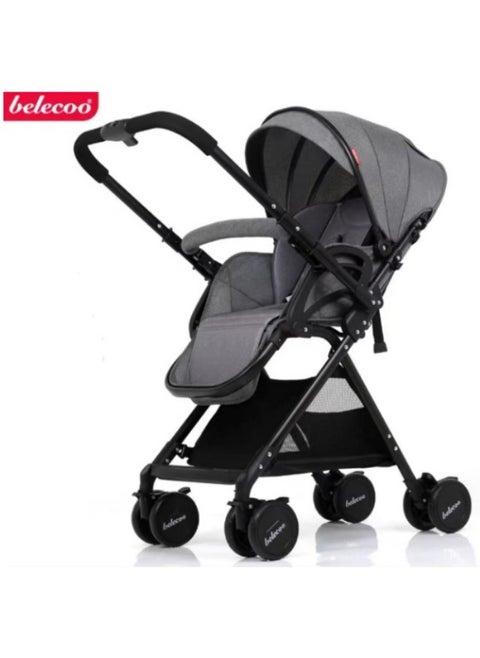 Belecoo A8 2-way 3-position foldable stroller grey