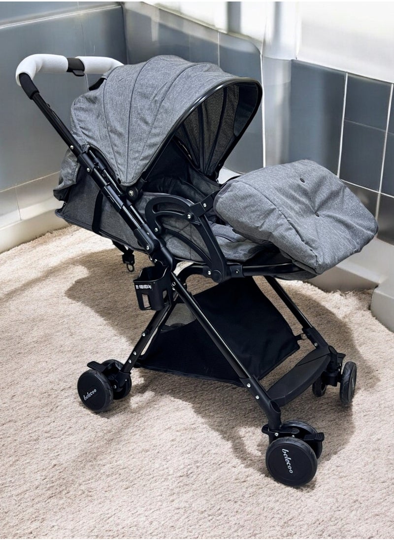 belecoo Belecoo A8 2-way 3-position foldable stroller grey  - Image 2