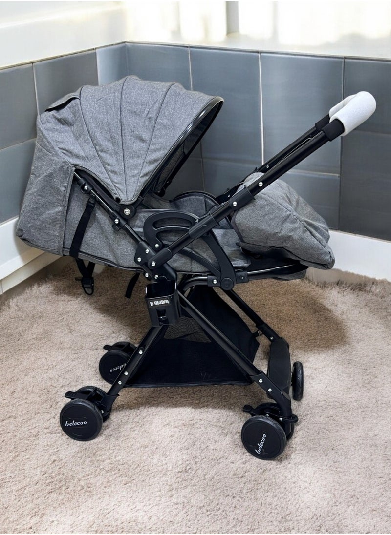 belecoo Belecoo A8 2-way 3-position foldable stroller grey  - Image 5