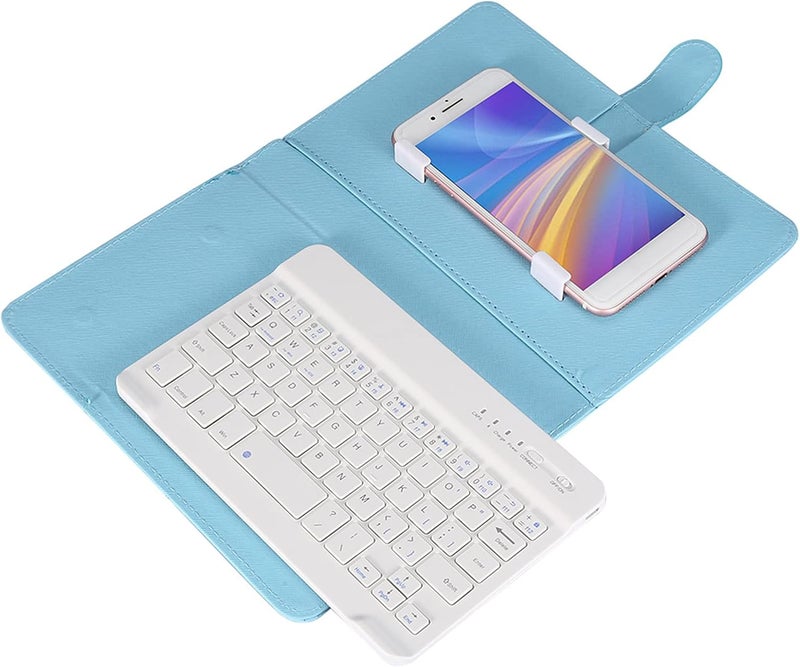 Zopsc Universal Wireless Bluetooth Keyboard, Phone Keyboard with Stand, Foldable Bluetooth Case Cover for iOS Phones White (#2) - Image 3