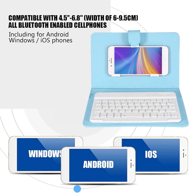 Zopsc Universal Wireless Bluetooth Keyboard, Phone Keyboard with Stand, Foldable Bluetooth Case Cover for iOS Phones White (#2) - Image 4
