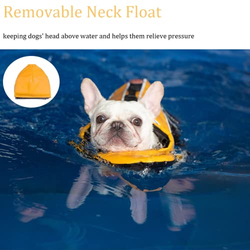 Mklhgty Dog Life Jacket, Reflective Dog Life Vest with Removable Neck Float & High Buoyancy for Swimming and Boating, Ripstop Pet Safety Swimsuit Rescue Handle for Small Medium Large Dogs - Image 2