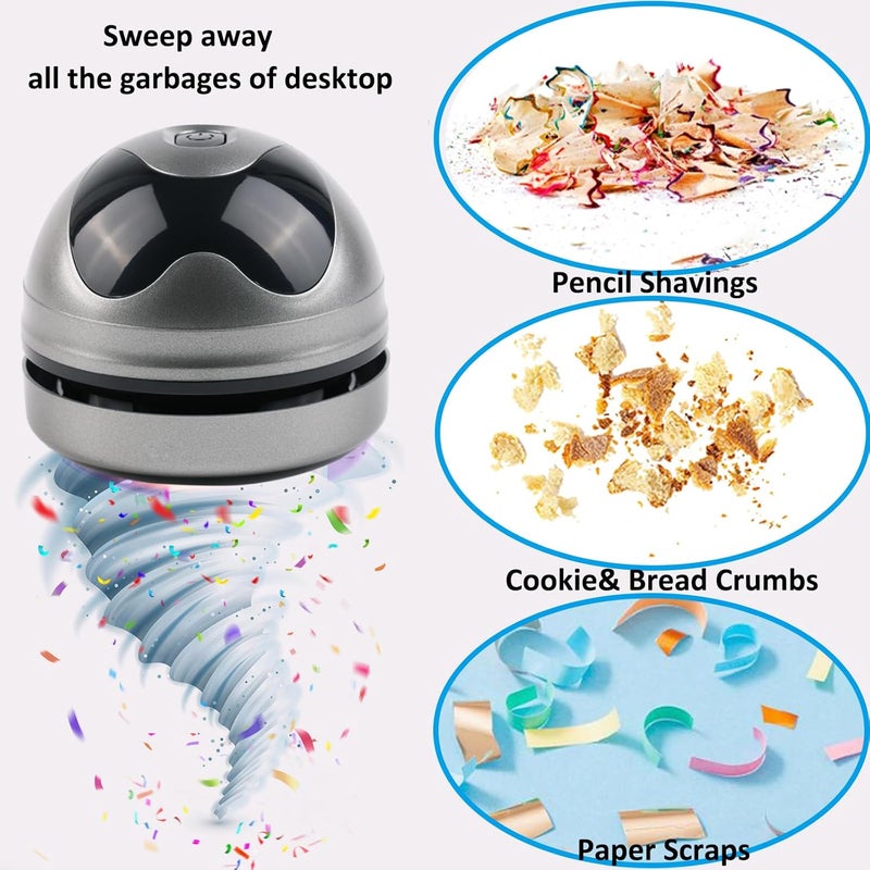 Hallocool Desktop Vacuum Cleaner Mini Vacuum Cleaner for Crumbs Desk Table USB Vacuum Sweeper for Cleaning Eraser Crumbs Seeds Pet Hairs Flakes Computer Keyboard - Image 4