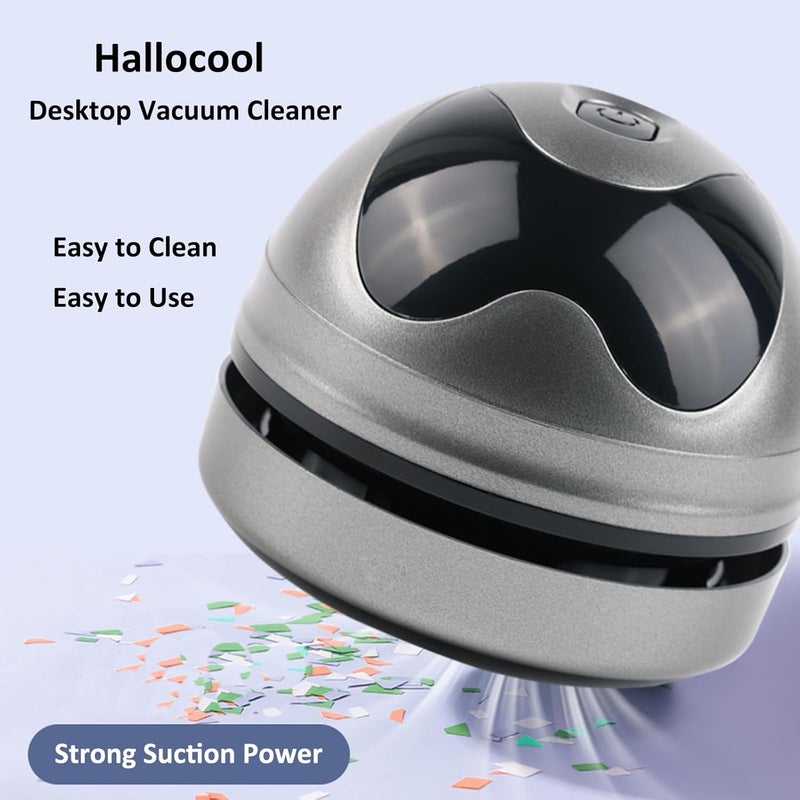 Hallocool Desktop Vacuum Cleaner Mini Vacuum Cleaner for Crumbs Desk Table USB Vacuum Sweeper for Cleaning Eraser Crumbs Seeds Pet Hairs Flakes Computer Keyboard - Image 5