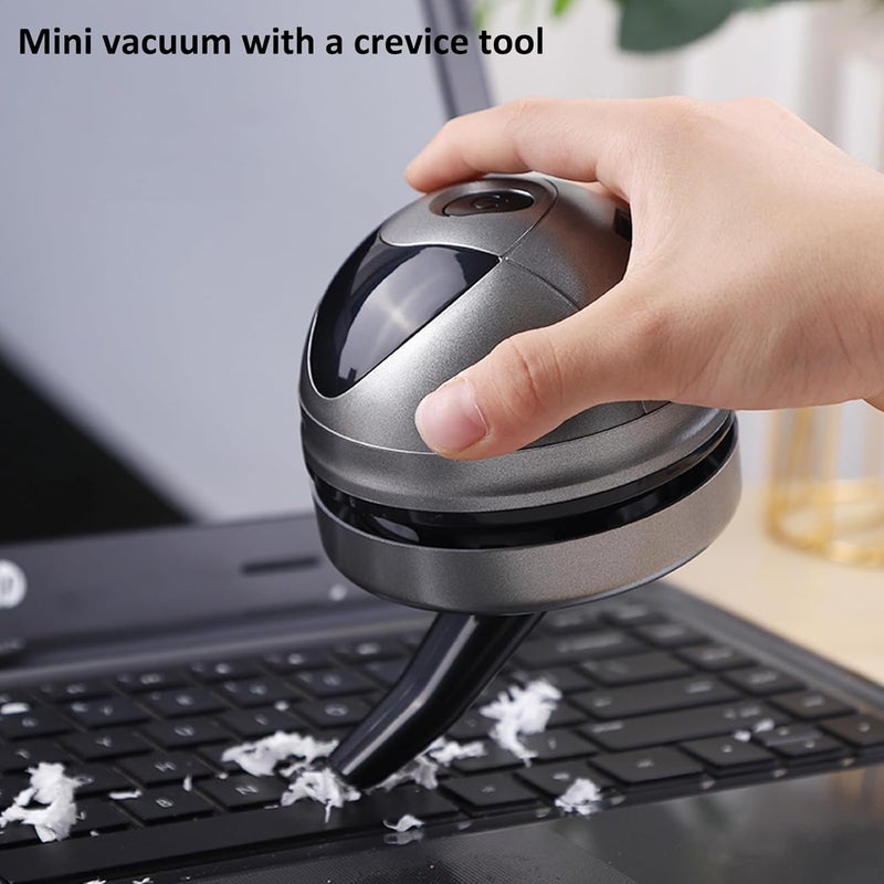 Hallocool Desktop Vacuum Cleaner Mini Vacuum Cleaner for Crumbs Desk Table USB Vacuum Sweeper for Cleaning Eraser Crumbs Seeds Pet Hairs Flakes Computer Keyboard - Image 2