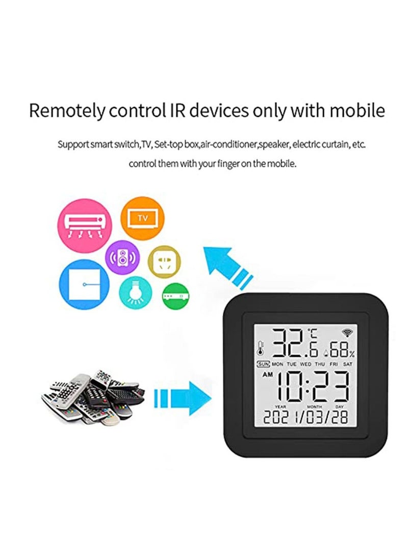 Arabest WiFi Smart IR Remote Control WiFi Temperature Humidity Sensor Monitor with LCD Display Cover Above 98% IR Device for Air-Conditioned TV Fan etc Smart Life APP Compatible Alexa Google Assistant - Image 3