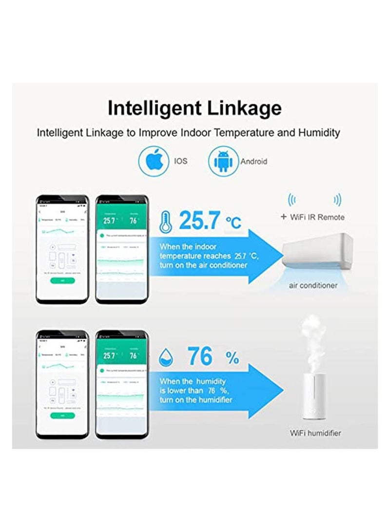 Arabest WiFi Smart IR Remote Control WiFi Temperature Humidity Sensor Monitor with LCD Display Cover Above 98% IR Device for Air-Conditioned TV Fan etc Smart Life APP Compatible Alexa Google Assistant - Image 5