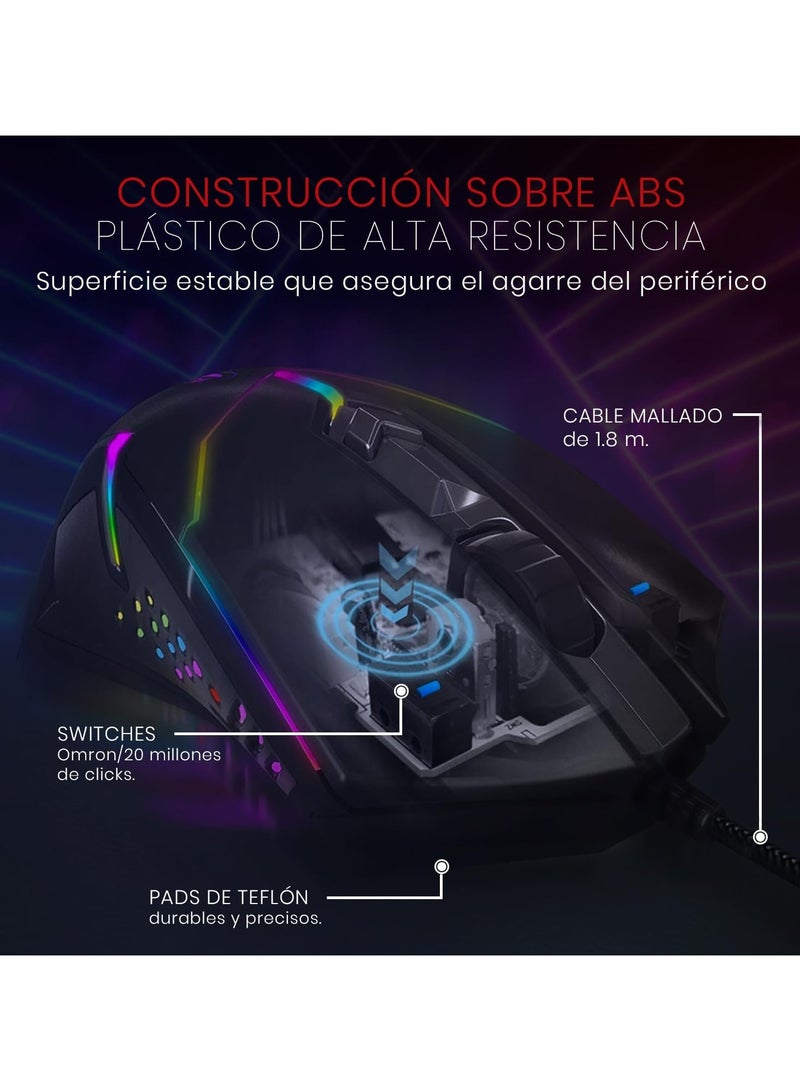 ريدراجون ماوس الألعاب Redragon M601-3، كابل USB بإضاءة خلفية LED حمراء، 3200 نقطة في البوصة، 6 أزرار، ماوس الألعاب المريح Centrophorus للكمبيوتر الشخصي. - Image 4