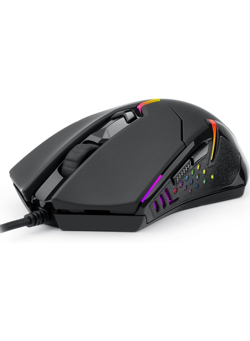 ريدراجون ماوس الألعاب Redragon M601-3، كابل USB بإضاءة خلفية LED حمراء، 3200 نقطة في البوصة، 6 أزرار، ماوس الألعاب المريح Centrophorus للكمبيوتر الشخصي. - Image 2