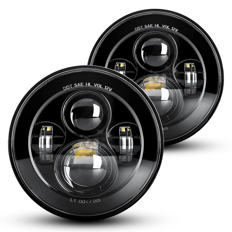 LX-LIGHT 1000% Bright 7 Inch LED Headlights Anti-glare Round H6024 LED Headlight Compatible with Jeep Wrangler JK JKU TJ LJ Chevy Ford GMC Dodge etc DOT Approved Hi/Low Sealed Beam Black - Image 1