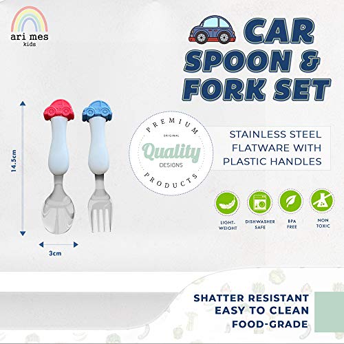 ARI MES - BPA-Free Toddler Car Utensils - Easy-Grip Car Spoon and Fork Set for Kids - Image 2