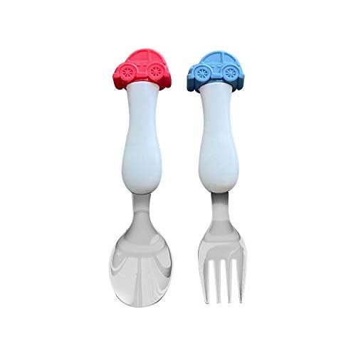 ARI MES - BPA-Free Toddler Car Utensils - Easy-Grip Car Spoon and Fork Set for Kids - Image 1