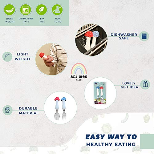 ARI MES - BPA-Free Toddler Car Utensils - Easy-Grip Car Spoon and Fork Set for Kids - Image 5