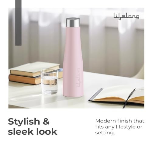 Lifelong Stainless Steel Water Bottle 900ml | Durable, Leak-Proof, Easy Grip, Rust Free, Easy-to-Clean, Odour-Free Bottle with Secure Cap for School, Travel, Gym & Work (LLBT03BP, Blush Pink) - Image 4