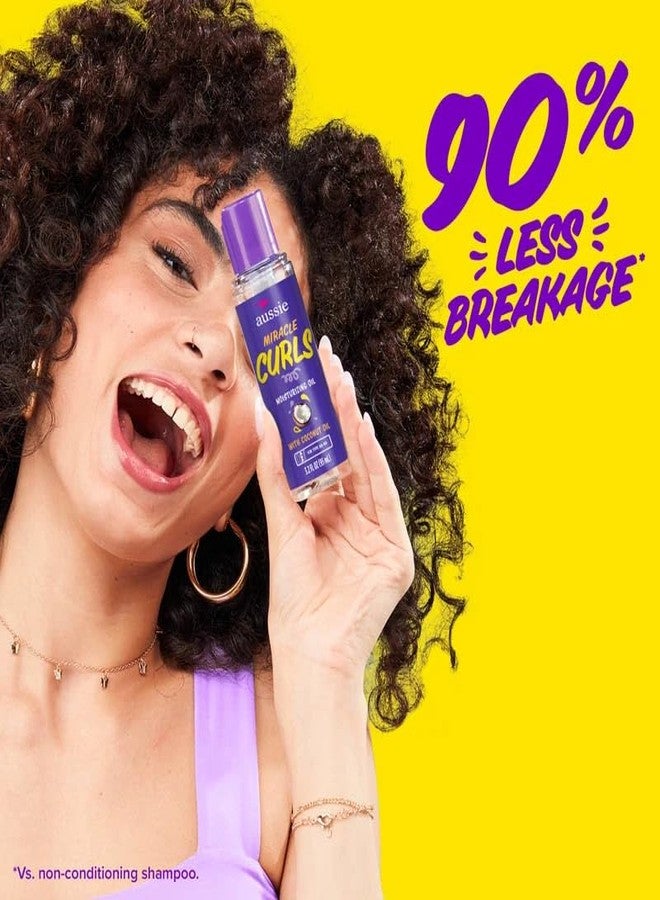 Aussie Miracle Curls Defining Oil Hair Treatment, 3 Pack, Coconut and Australian Jojoba Oil, For Dry, Curly, Kinky and Wavy Hair, Reduce Frizz and Add Shine, Paraben Free Formula, 3.2 oz Each - Image 5