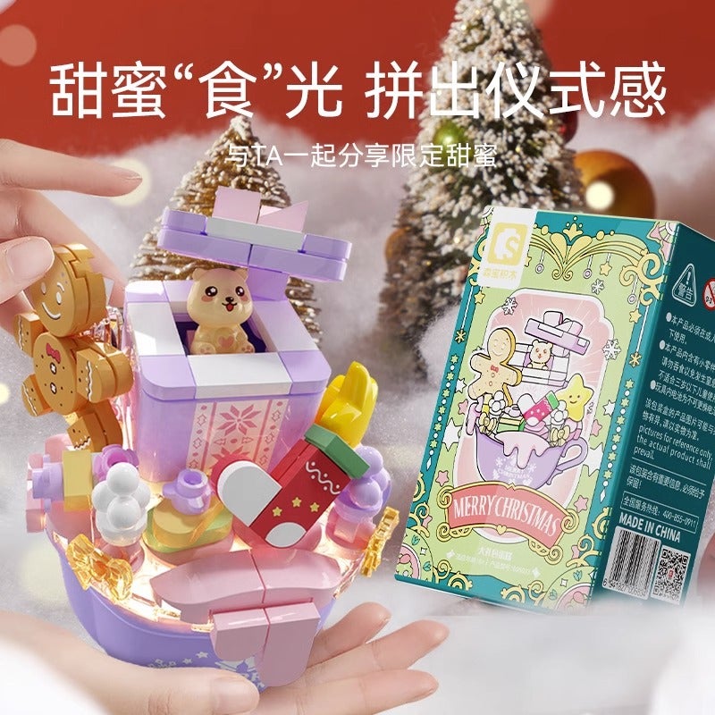 Senbao Building Blocks 605030-605033 Christmas Cake Cup 4 Boxed Small Particles Handmade Assembled Toys Christmas - Image 4