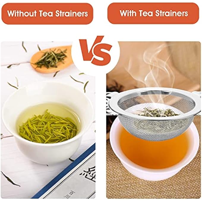 GraGra 2Pcs Small Fine Mesh Tea Strainers Stainless Steel Small Fine Mesh Tea Strainers With Bowl Double Wing Extender Bowl Design For Loose Tea Juice Coffee Silver - Image 3