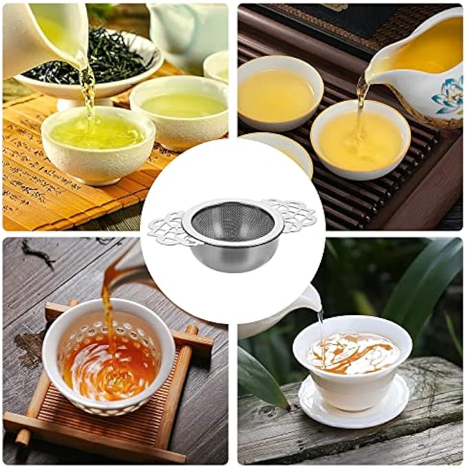 GraGra 2Pcs Small Fine Mesh Tea Strainers Stainless Steel Small Fine Mesh Tea Strainers With Bowl Double Wing Extender Bowl Design For Loose Tea Juice Coffee Silver - Image 2