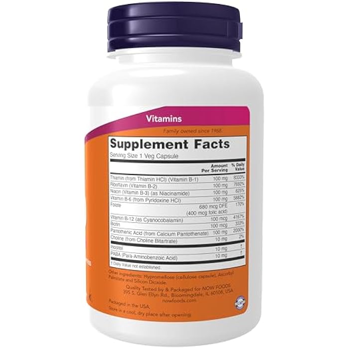 now Supplements, Vitamin B-100, Energy Production*, Nervous System Health*, 100 Veg Capsules - Image 2