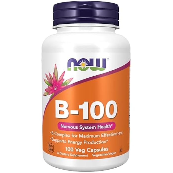 now Supplements, Vitamin B-100, Energy Production*, Nervous System Health*, 100 Veg Capsules - Image 1