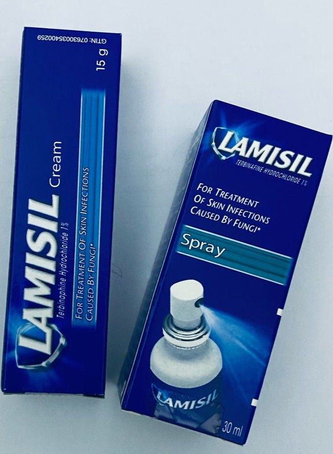 LAMISIL Lamisil cream and spray to treat skin fungal infections 15 grams    1+1 