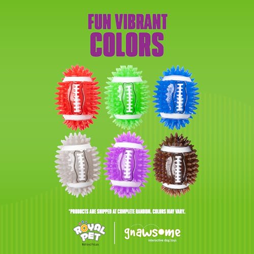 Gnawsome 4.5" Spiky Squeak & Light Football for Dogs - Durable, Rubber Bouncy Puppy Fetch & Chew Toy for Your Pet, Colors Will Vary for All Breed Sizes - Image 2