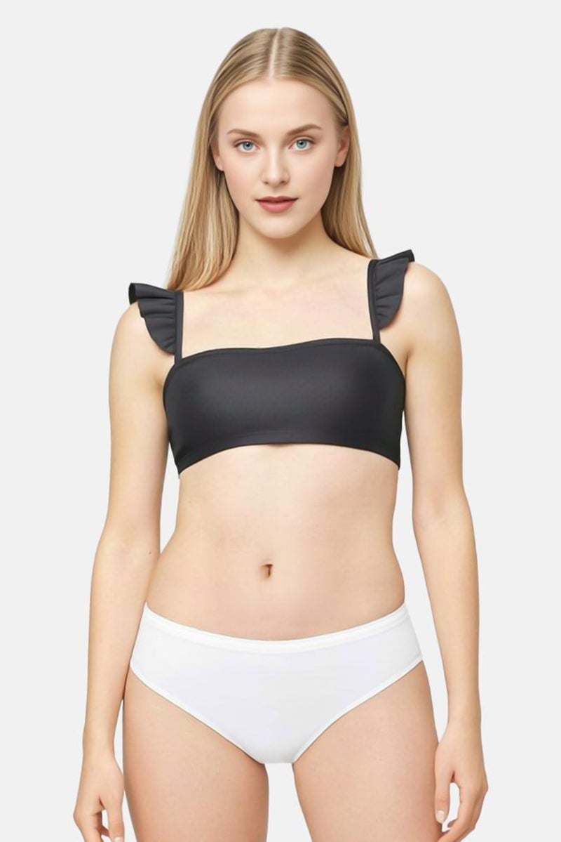 MONKI Women Plain Bikini Top, Black - Image 1