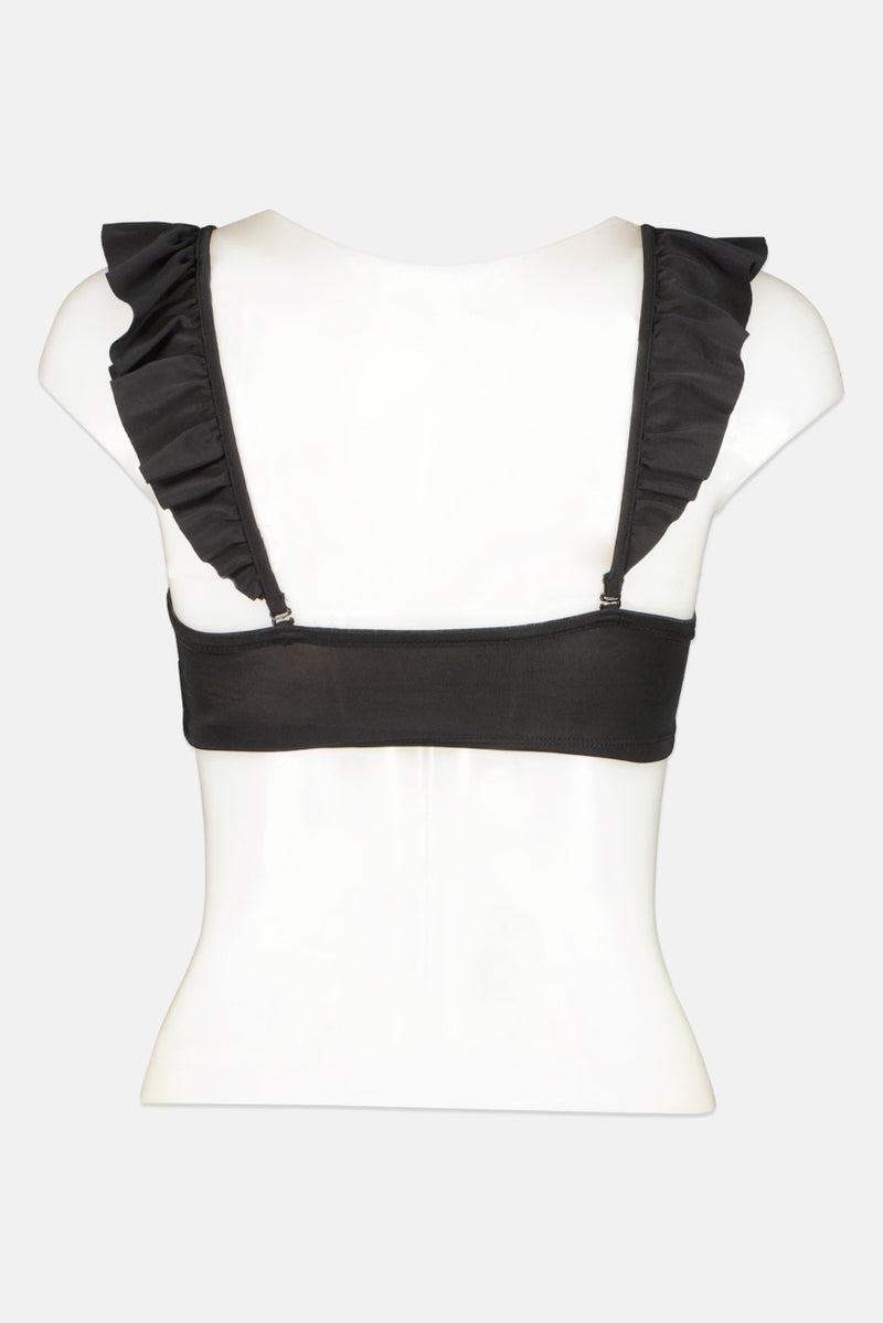 MONKI Women Plain Bikini Top, Black - Image 3