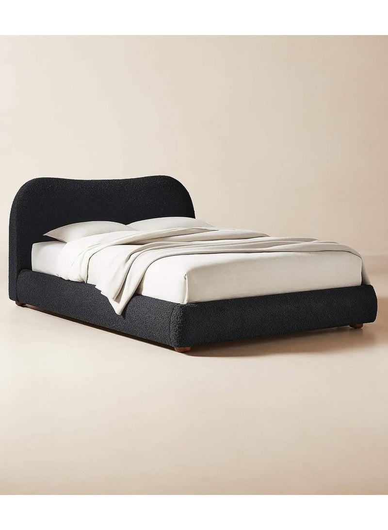 Karnak Moana-3 Bed with Upholstered Tandy Boucle Fabric – Luxurious Bedroom Decor Black Queen Size 160x200cm - Image 2