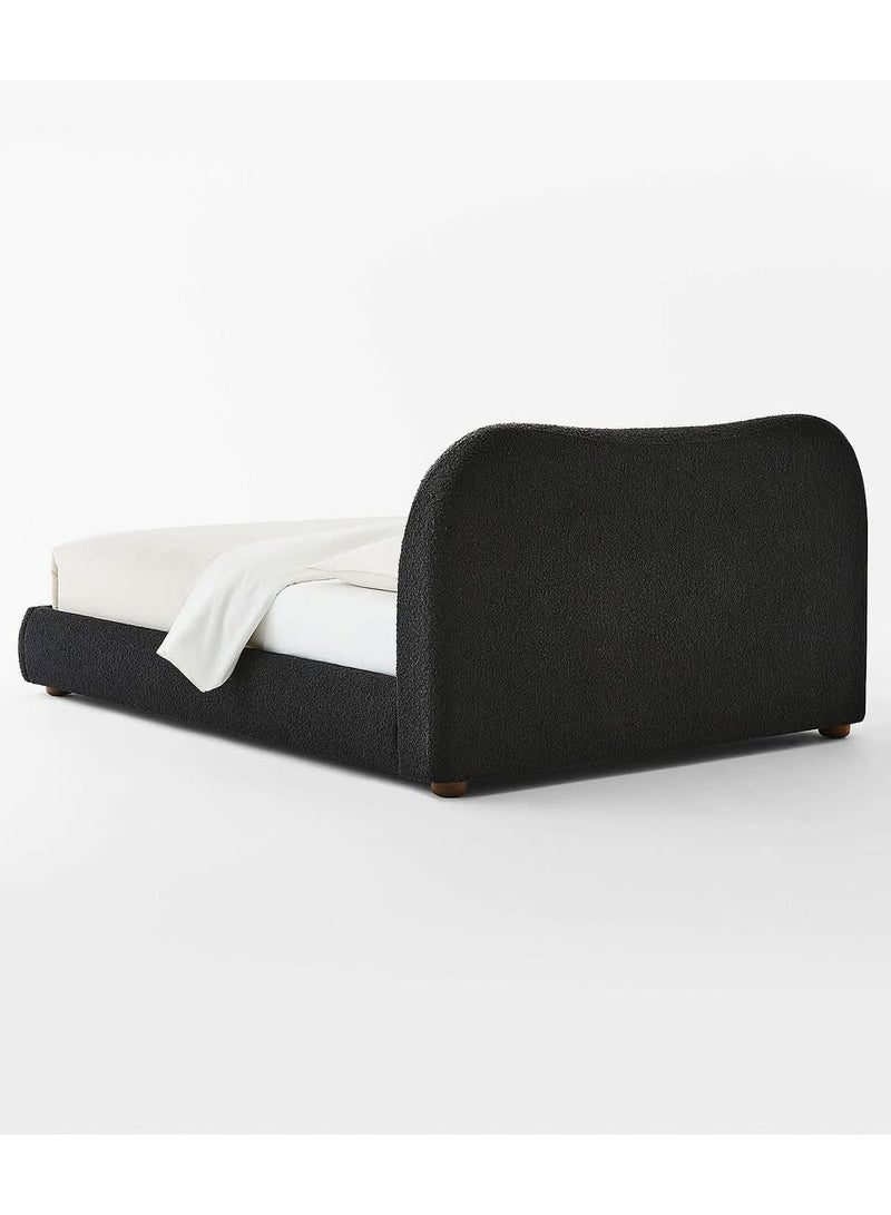 Karnak Moana-3 Bed with Upholstered Tandy Boucle Fabric – Luxurious Bedroom Decor Black Queen Size 160x200cm - Image 3