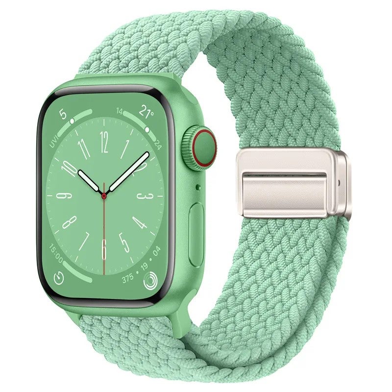 Bluejw New Magnetic Nylon Braided Loop Strap for Apple Watch Series 9 8 – Replace the Watch Strap with Elastic Bracelet & 49mm Metal Buckle Band for Women - Image 1