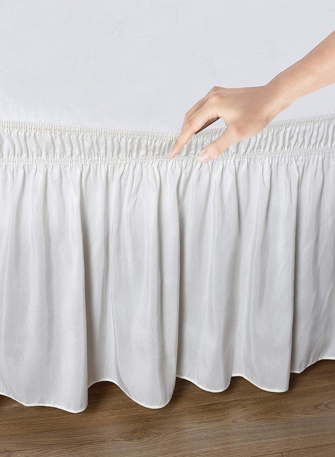 إليجانت ديكور تنورة سرير أنيقة قابلة لللف حول السرير - 650 خيطًا 100% قطن مصري - تنورة مرنة قابلة للتعديل سهلة التركيب بطول 11 بوصة مع كشكشة - جودة فندقية، مقاومة للتجاعيد والبهتان - كاملة (عاجي) - Image 3