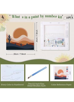 Nezyo 12 Sets Paint By Numbers With Frame For Adult Beginners Canvas, Diy Acrylic Paint By Number Canvas For Painting Party And Classroom Activity And Gift For Birthday, 8 X 8 Inch(Summer)  - Image 2
