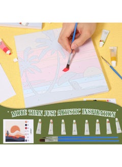 Nezyo 12 Sets Paint By Numbers With Frame For Adult Beginners Canvas, Diy Acrylic Paint By Number Canvas For Painting Party And Classroom Activity And Gift For Birthday, 8 X 8 Inch(Summer)  - Image 4