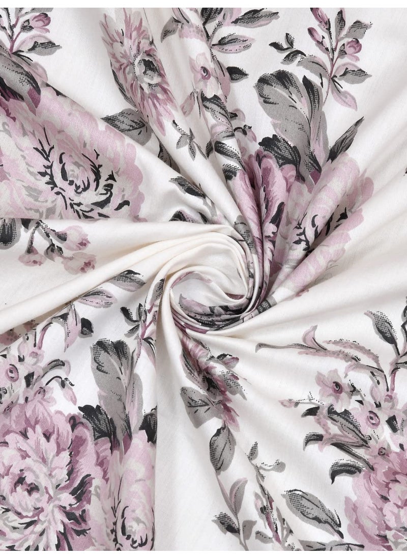 LINENWALAS LINENWALAS 100% Cotton Elastic Fitted Sheet with 2 Pillow Cover, Ultra Soft 300 Thread Count Printed Bedsheet (72x78 Inches, Boho Mink Floral)  - Image 5